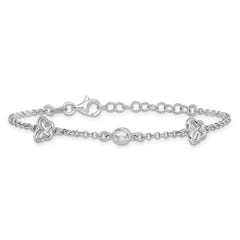 Sterling Silver Rhodium-plated CZ Butterfly w/1in Ext. Children's Bracelet QG6736-5.5