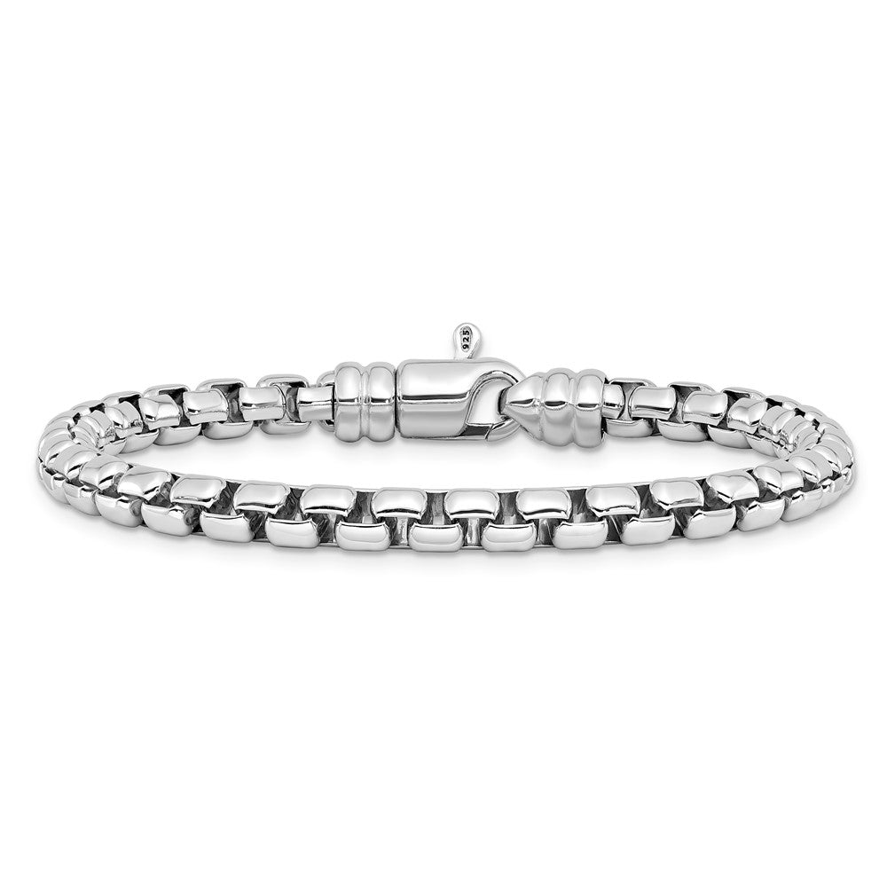 Sterling Silver Rhodium-plated 5.4mm 7.5in Venetian Box Chain Bracelet QG6761-7.5