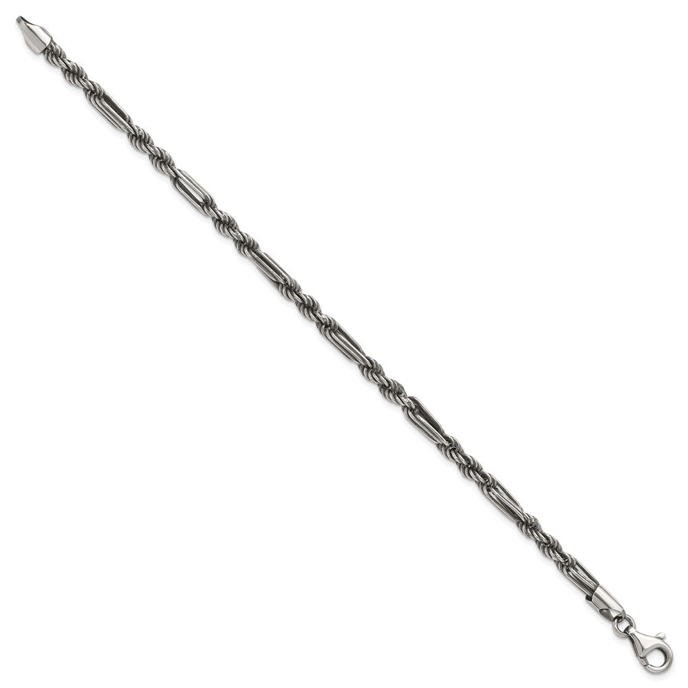 Sterling Silver Antiqued 4.4mm Milano / Figarope Mens 8 inch Bracelet QG6772-8