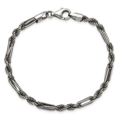 Sterling Silver Antiqued 4.4mm Milano / Figarope Mens 8 inch Bracelet QG6772-8