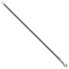 Sterling Silver Antiqued 3.4mm Fancy Twist Link Mens 8 inch Bracelet QG6773-8