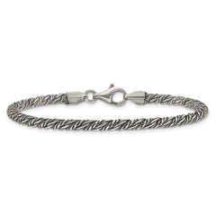 Sterling Silver Antiqued 3.4mm Fancy Twist Link Mens 8 inch Bracelet QG6773-8