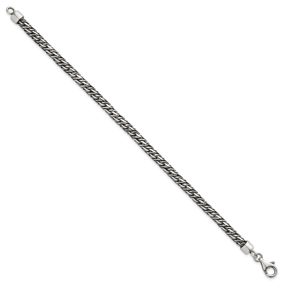 Sterling Silver Rhodium-plated Polished and Antiqued 4.8mm Fancy Link 8 Inch Bracelet QG6775-8