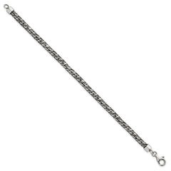 Sterling Silver Rhodium-plated Polished and Antiqued 4.8mm Fancy Link 8 Inch Bracelet QG6775-8