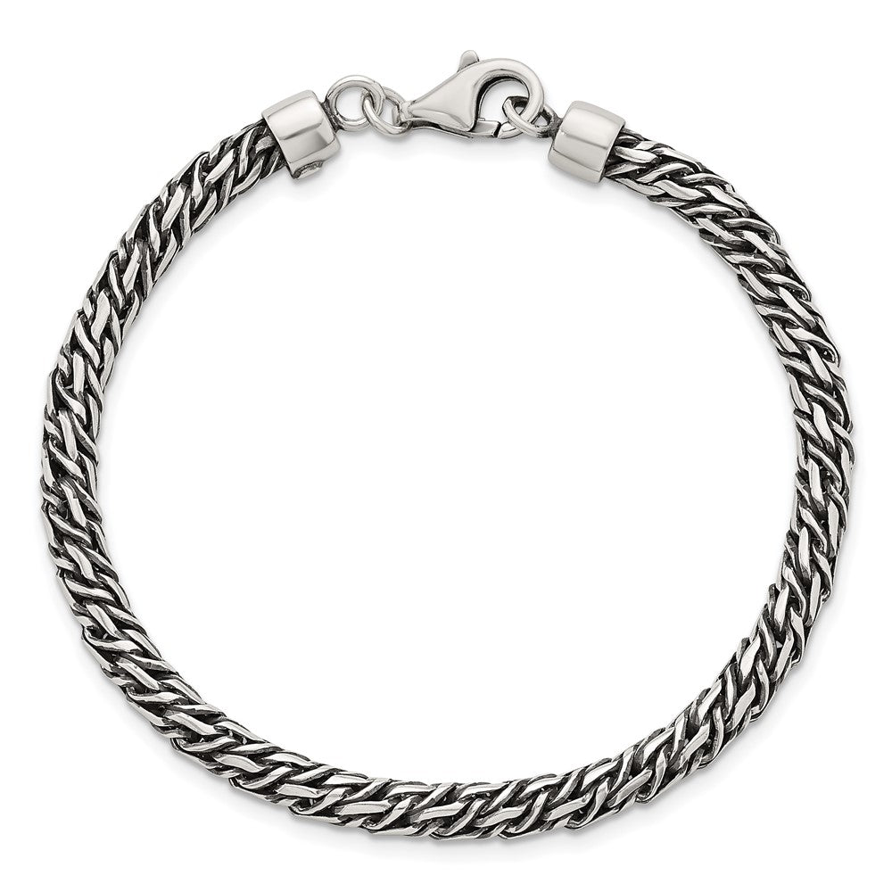 Sterling Silver Rhodium-plated Polished and Antiqued 4.8mm Fancy Link 8 Inch Bracelet QG6775-8