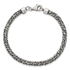 Sterling Silver Rhodium-plated Polished and Antiqued 4.8mm Fancy Link 8 Inch Bracelet QG6775-8