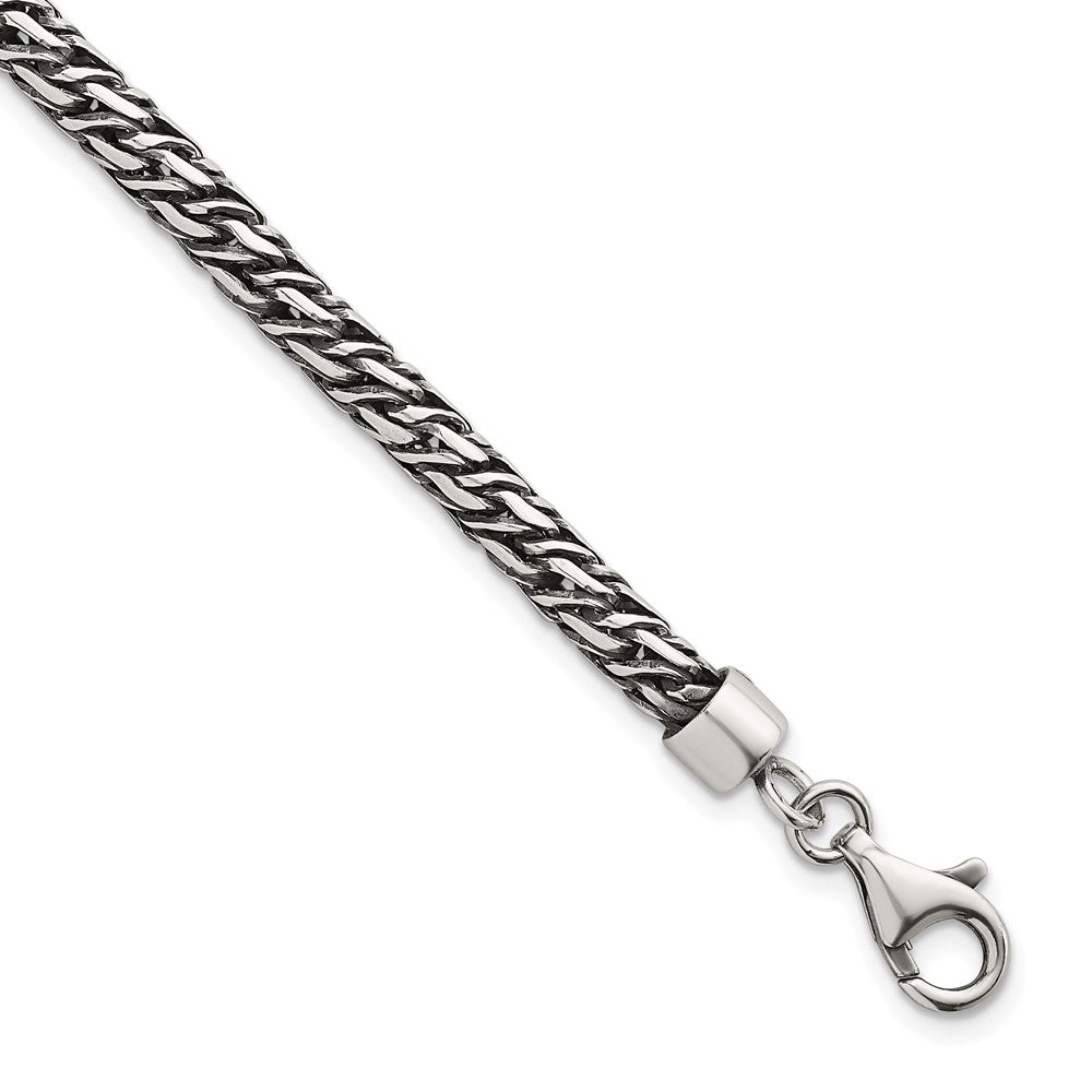 Sterling Silver Rhodium-plated Polished and Antiqued 4.8mm Fancy Link 8 Inch Bracelet QG6775-8
