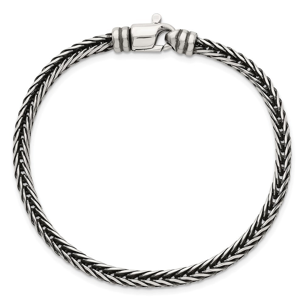 Sterling Silver Antiqued Polished 4.25mm Franco Chain 8 inch Bracelet QG6776-8
