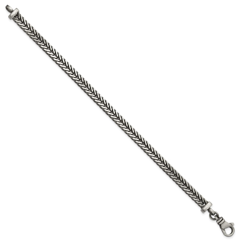 Sterling Silver Antiqued 5.5mm Franco Link Mens 8 inch Bracelet QG6777-8