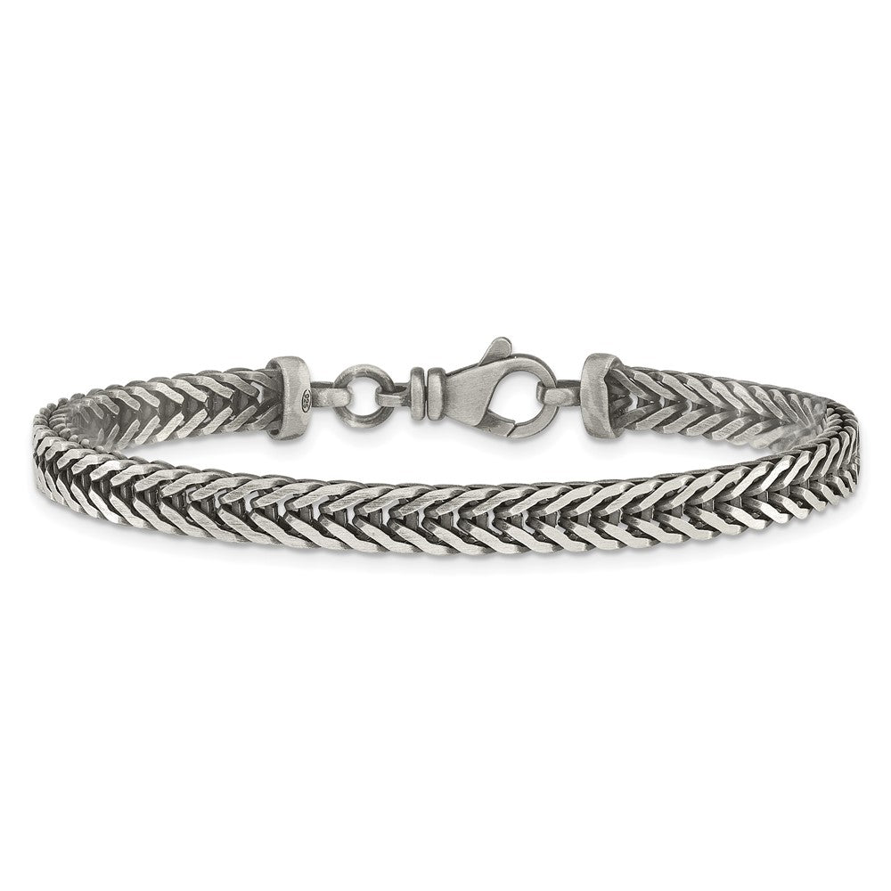 Sterling Silver Antiqued 5.5mm Franco Link Mens 8 inch Bracelet QG6777-8