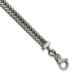 Sterling Silver Antiqued 5.5mm Franco Link Mens 8 inch Bracelet QG6777-8