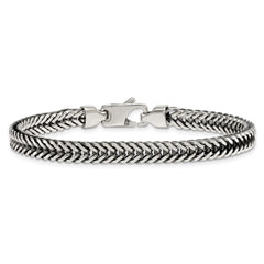 Sterling Silver Antiqued Polished 6mm Wheat Chain 8 inch Bracelet QG6778-8
