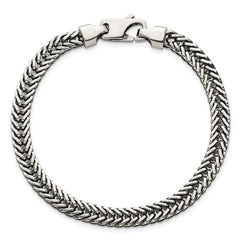 Sterling Silver Antiqued Polished 6mm Wheat Chain 8 inch Bracelet QG6778-8