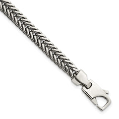 Sterling Silver Antiqued Polished 6mm Wheat Chain 8 inch Bracelet QG6778-8