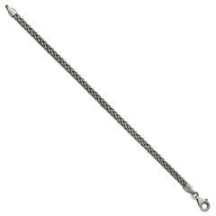 Sterling Silver Antiqued 3.9mm Wheat Link Mens 8 inch Bracelet QG6779-8