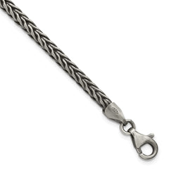 Sterling Silver Antiqued 3.9mm Wheat Link Mens 8 inch Bracelet QG6779-8