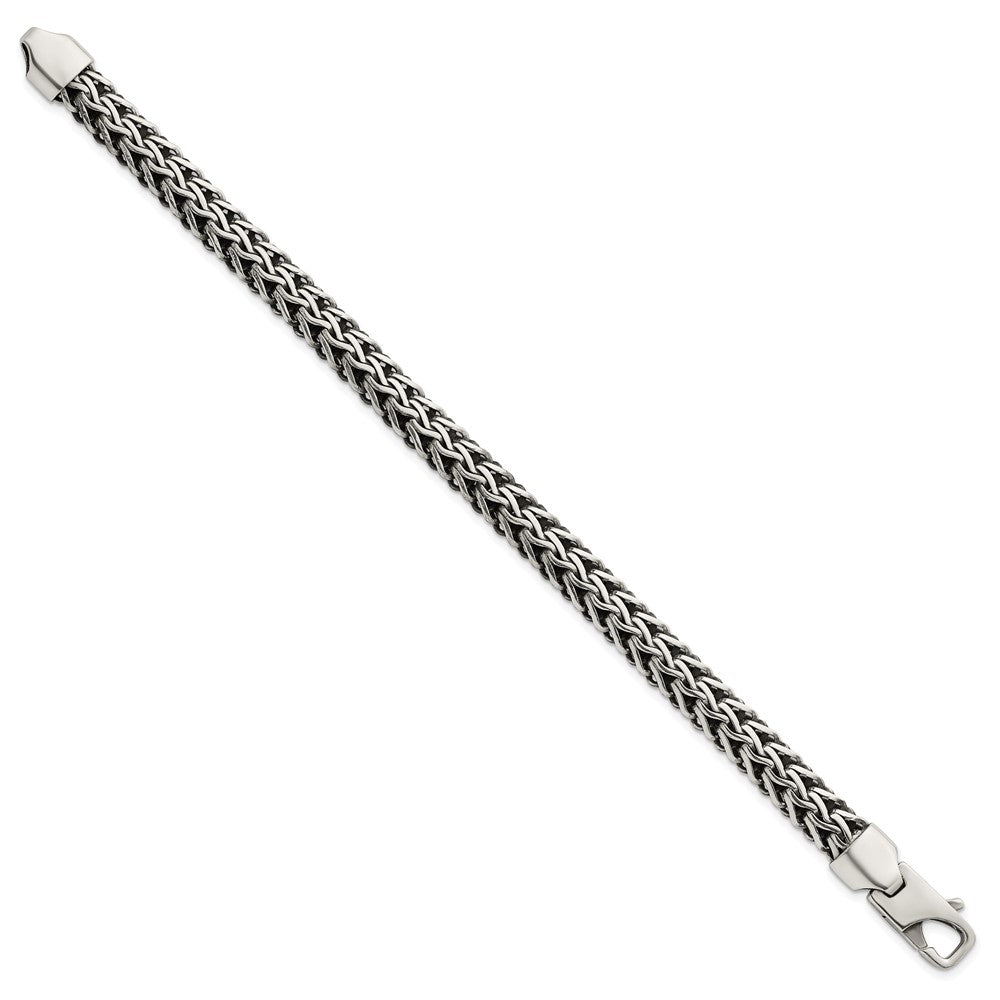 Sterling Silver Antiqued Polished 8.25mm Fancy Chain 7.75 inch Bracelet QG6781-7.75