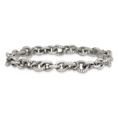 Sterling Silver Black Ruthenium-plated Brushed and Textured Fancy Link Mens 8.25 inch Bracelet QG6791-8.25