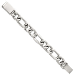 Sterling Silver Polished 17.0mm Figaro Curb 8 Inch Mens Bracelet QG6799-8