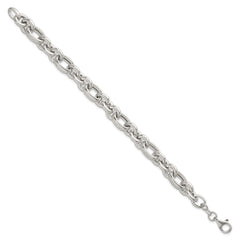 Sterling Silver Polished and Greek Key Links 7.5 inch Bracelet QG6814-7.5