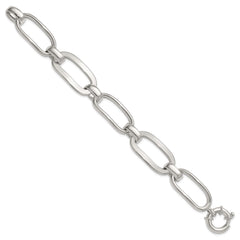 Sterling Silver Polished Long Oval and Round Link 7.5 inch Bracelet QG6815-7.5