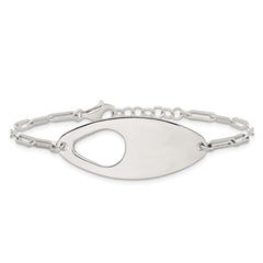 Sterling Silver Fancy Geometric Center with Paperclip Link 7 inch with 0.5 inch Extension Bracelet QG6816-7