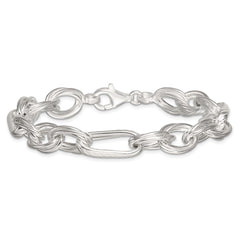 Sterling Silver Polished and Textured Triple Link and Twisted Link 8 inch Bracelet QG6818-8