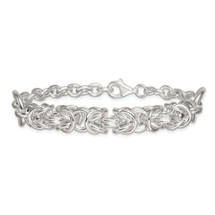 Sterling Silver Polished Fancy Byzantine Center 7.75 inch Bracelet QG6819-7.75
