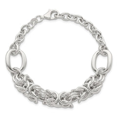 Sterling Silver Polished Fancy Byzantine Center 7.75 inch Bracelet QG6819-7.75