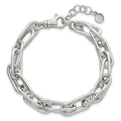 Sterling Silver Polished Oval Double Link 7.5 inch with 1 inch Extender Bracelet QG6821-7.5