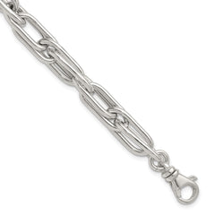 Sterling Silver Polished Oval Double Link 7.5 inch with 1 inch Extender Bracelet QG6821-7.5