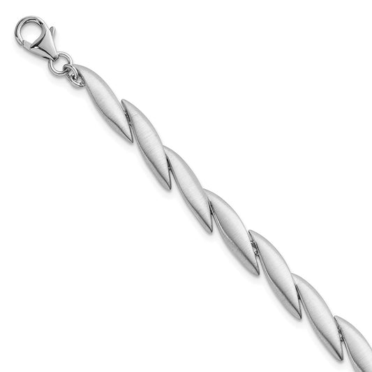 Sterling Silver Rhodium-plated Brushed Fancy 7 inch with 0.5 inch Extension Bracelet QG6823-7