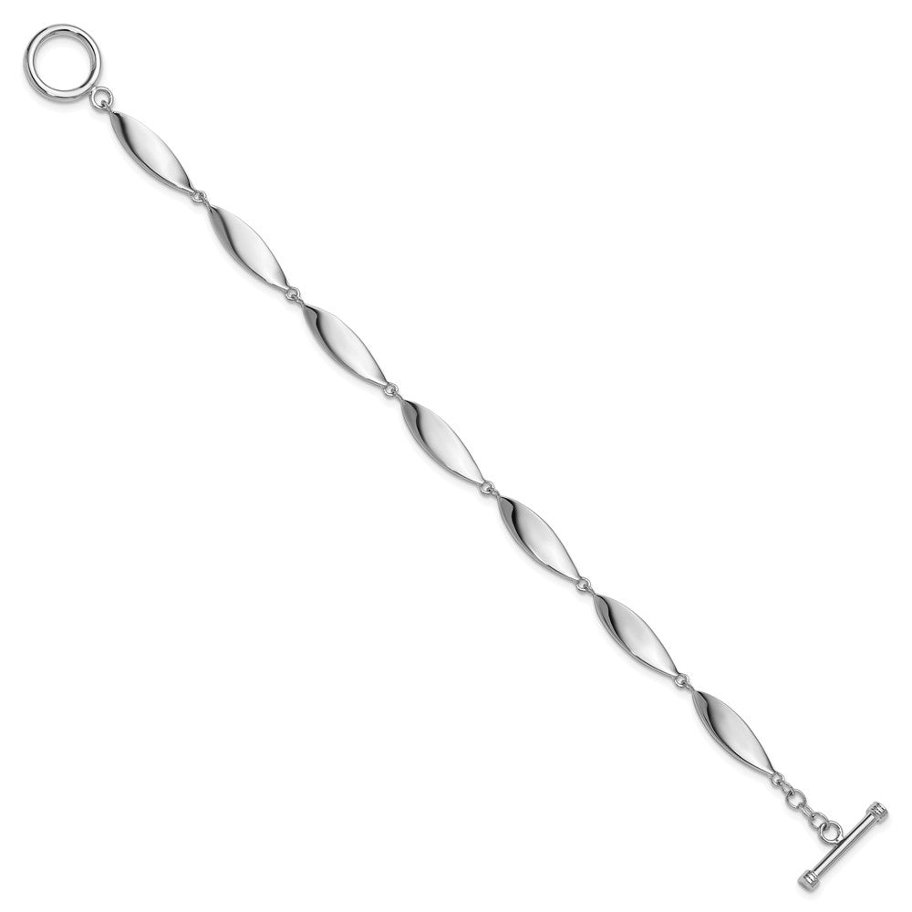 Sterling Silver Rhodium-plated Polished Twisted Ovals 7.5 inch Toggle Bracelet QG6824-7.5