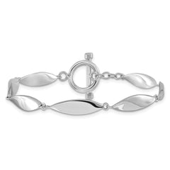 Sterling Silver Rhodium-plated Polished Twisted Ovals 7.5 inch Toggle Bracelet QG6824-7.5