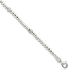 Sterling Silver Polished and Textured Beaded 7.5 inch 5-Station Bracelet QG6828-7.5