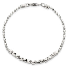 Sterling Silver Polished and Beaded 4-Hearts 7.25 Inch Bracelet QG6831-7.25