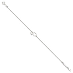 Sterling Silver Polished Double Heart 7 inch with 1 inch Extension Bracelet QG6832-7