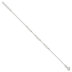 Sterling Silver Polished Infinity 7 inch with 1 inch Extension Bracelet QG6836-7