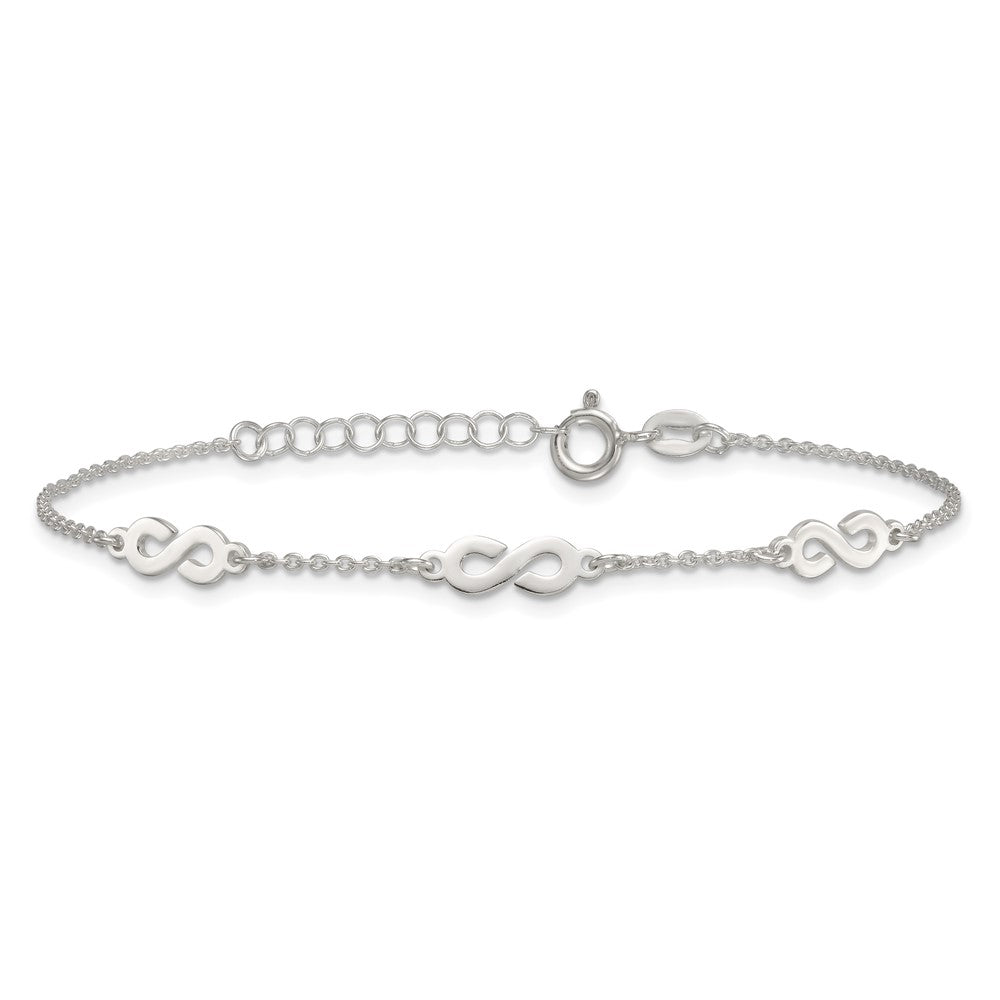 Sterling Silver Polished Infinity 7 inch with 1 inch Extension Bracelet QG6836-7