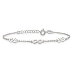 Sterling Silver Polished Infinity 7 inch with 1 inch Extension Bracelet QG6836-7