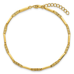 Sterling Silver Gold-tone Polished CZ and Paperclip Link 7 Inch with 1 Inch Extension Bracelet QG6850GP-7