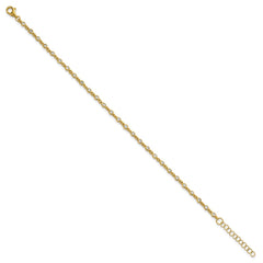 Sterling Silver Gold-tone Polished CZ Station 6.5 Inch with 1 Inch Extension Bracelet QG6852GP-6.5