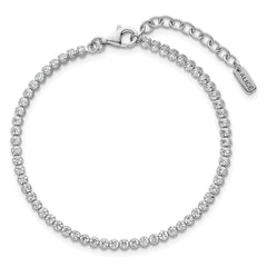Sterling Silver Rhodium-plated Polished 2.5mm CZ 6.25 inch with 1.25 inch Extender Tennis Bracelet QG6854-6.25