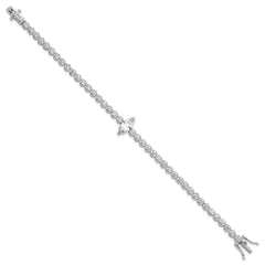Sterling Silver Rhodium-plated Polished Fancy Round and Marquise-cut CZ 7.25 Inch Bracelet QG6856-7.25