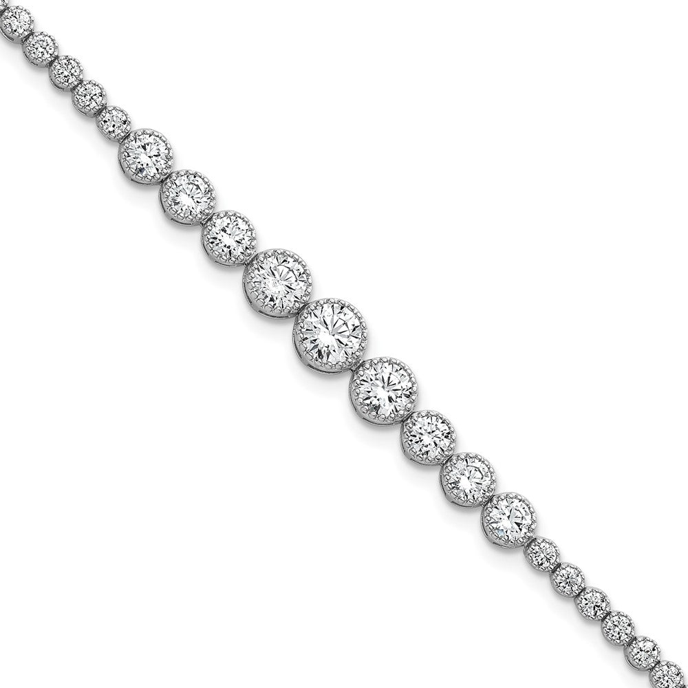 Sterling Silver Rhodium-plated Polished Graduated bezel-set CZ 8 inch Tennis Bracelet QG6858-7
