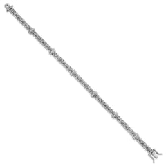 Sterling Silver Rhodium-plated Polished CZ and Byzantine Link 7.75 Inch Bracelet QG6870-7.75