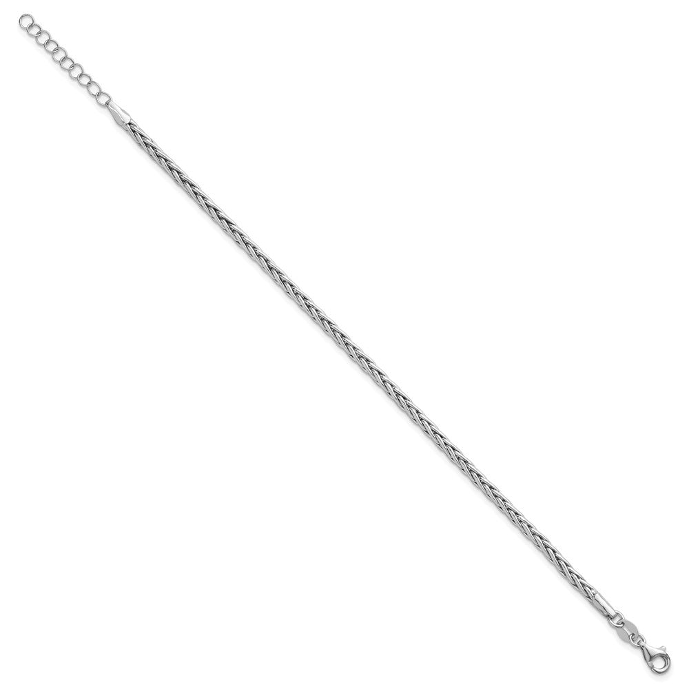 Sterling Silver Rhodium-plated Fancy Braided Link 7 inch with 1 inch Extender Bracelet QG6914-7