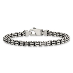Sterling Silver Antiqued Brushed 5.00mm Fancy Box Link 7.75 inch Bracelet QG6916-7.75