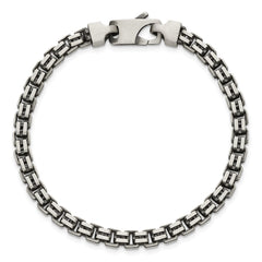 Sterling Silver Antiqued Brushed 5.00mm Fancy Box Link 7.75 inch Bracelet QG6916-7.75