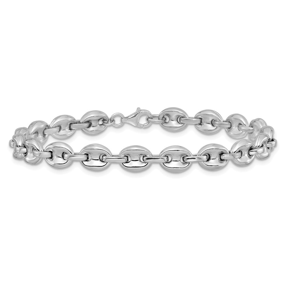 Sterling Silver Rhodium-plated Polished 7mm Puffed Mariner Link 7.75 inch Bracelet QG6919-7.75